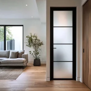 Modern Apartment Residential Aluminum Alloy Single Swing French Door Factory Exterior
