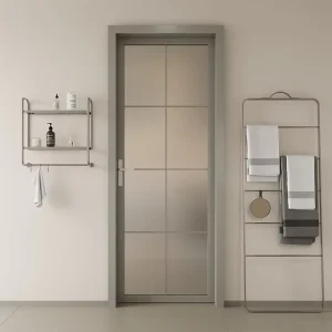 Modern Apartment Swing Door Frosted Tempered Glass Aluminum Alloy Engineering Bathroom & Toilet Doors for Home School