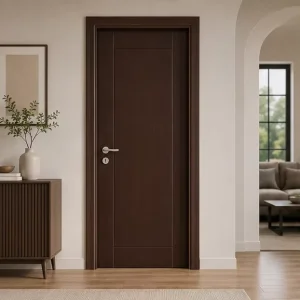 Modern Assembly WPC Interior Door Set with Frame Waterproof Anti-termite PVC Laminated Wood Plastic Composite for Apartment