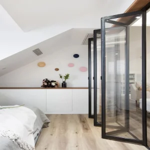 Modern Australian Hurricane Proof 6063 T5 Aluminum Alloy Bifold Door Tempered Glass Waterproof Accordion Folding