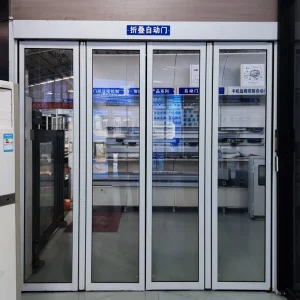 Modern Automatic Glass Aluminum Folding Door for Commercial Office, Hotel, Villa, Hospital, and Apartment Entrances