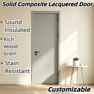 Modern Baking Paint Solid Wood Filled Interior Door with Magnetic Lock Door Set