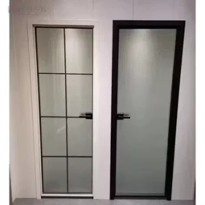 Modern Bathroom Narrow Frame Casement Aluminium Interior Glass Door
