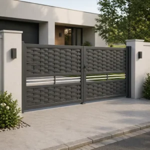 Modern Black Aluminum Art Gate, Woven Texture, Home Courtyard