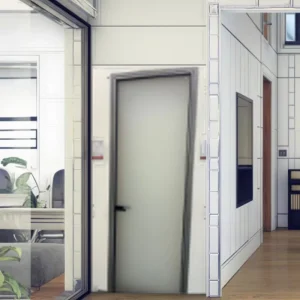 Modern Black Aluminum-Frame Toilet Bathroom Glass Swing Door