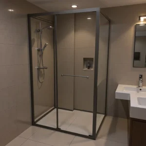 Modern Black Bath Shower Door Set 8mm/10mm Tempered Glass Bathroom Shower Cubicle