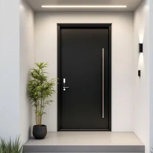 Modern Black Wood Aluminum Security Pivot Front Door for Villa Entrance