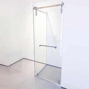 Modern Brushed Stainless Steel Frameless L-shaped Sliding Door with Eco-friendly Design for Bathroom Hotel Shower Room Partition