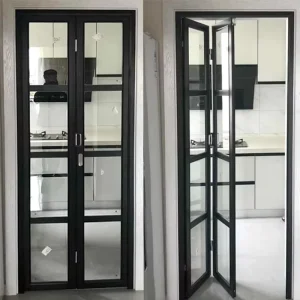 Modern Chinese Design Push-Pull Folding Kitchen Glass Sliding Door, Aluminum Alloy, Thermal, Exterior