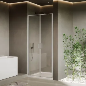 Modern Chrome Aluminum Frame Swing Door Clear Tempered Glass Shower Niche Door