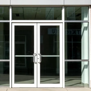 Modern Commercial Aluminum Alloy Windproof Anti-Theft Soundproof Double Entry Swing Doors