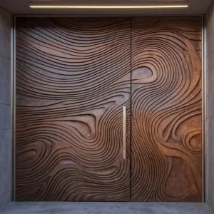 Modern Contemporary Solid Wood Exterior Front Door Sound Insulating Customizable Design