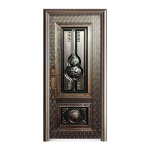 Modern Copper-Painted Metal Exterior Steel Security Entrance Door for Houses