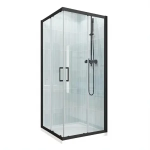 Modern Corner Shower Enclosure 34″ D x 34″ W x 72″ H Sliding Shower Door 1/4″ Thick Clear SGCC Tempered Glass