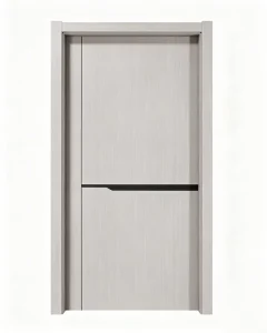 Modern Cream Wooden Flat Panel Interior Door, Waterproof Moisture-Resistant PVC Finish, Scratch-Resistant, Residential Use