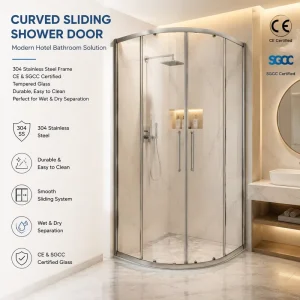 Modern Curved Fan-Shaped Wet-Dry Separation Sliding Hotel Bathroom Door