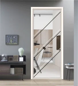 Modern Custom Aluminum Alloy Extreme Narrow Swing Door for Exterior Apartments, Bedrooms, Kitchens, and Villas