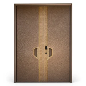 Modern Custom Aluminum Alloy Waterproof Security Entrance Door with Double Glazing for Hotels and Villas