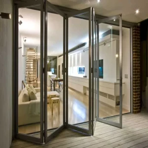 Modern Customizable Commercial Exterior Accordion Folding Heavy Duty Bi Fold Glass Doors Aluminum Alloy for Bedroom Villa Patio