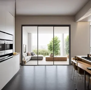 Modern Customizable Glass Sliding Door for Kitchen Balcony, Waterproof for Interior Bathroom Living Room Villa