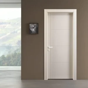 Modern Customized Solid Wood Single Door with Glass Inserts for Villas