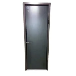 Modern Customized Ultra Narrow Frame Aluminum Tempered Glass Bathroom Swing Partition Doors Vertical Opening Pattern Hanging