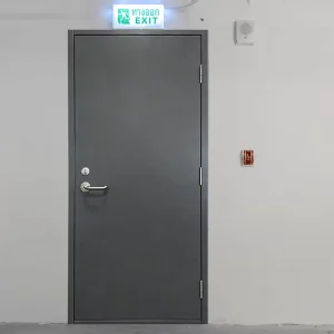 Modern Dark Grey Galvanized Steel Fireproof Security Door Push-Pull Opening 60-Minute Fire Rating Custom Size