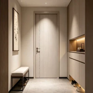 Modern Design 50mm Thick Synchronized Molded Wood Door Waterproof Moisture-Resistant Interior Bedroom Door for Hotel Apartment