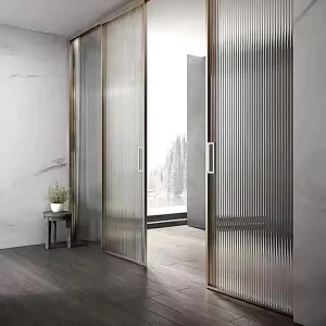 Modern Design Double Tempered Glass Sliding Doors Soundproof Aluminium Alloy For Interior Houses Bathrooms Villas Finished