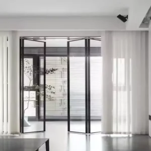 Modern Design Ultra Thin Smart Glass Aluminium Swing Door with Extremely Narrow Frame for Hotel French Entry