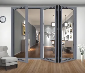 Modern Double Glazed Aluminum Folding Bifold Door for Exterior Bedroom Warehouse Waterproof Design 5-Year Warranty