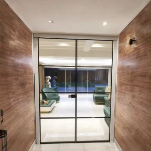 Modern Double Interior Steel French Glass Doors Clear Glass Black Finish for Bathroom Living Room Kitchen and Outdoor Use