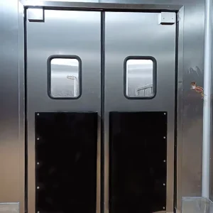 Modern Double-Opening Auto-Rebound Stainless Steel Swing Door, Windproof, Finished, Hospital Negative-Pressure Interior, Customized