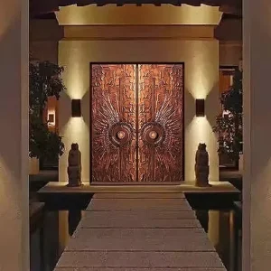 Modern Double Pure Copper Entry Door for Villas Waterproof Customizable