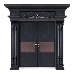 Modern Double Stainless Steel and Cast Aluminum Villa Security Entry Door