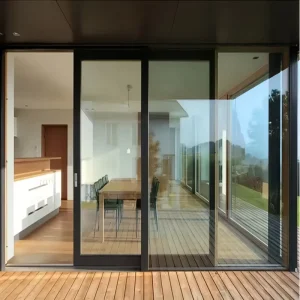 Modern Double Tempered Glass Aluminum Sliding Door with Waterproof Fiberglass for Bedrooms, Living Rooms, Kitchens, and Commercial or Interior Use