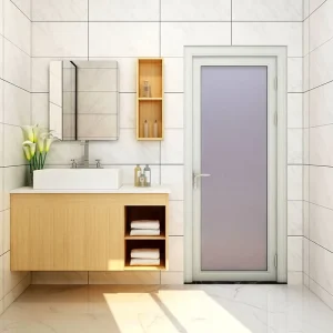 Modern European Style Swing Aluminum Glass Door Internal Frosted for Bathroom Waterproof Feature for Hotels and Villas