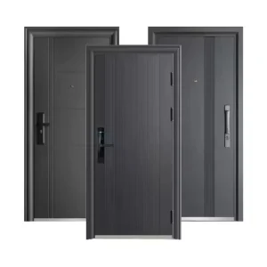 Modern Exterior Black Aluminum Alloy Security Door with Anti-Theft, Soundproof, Waterproof and Fire Prevention Features for Apartments