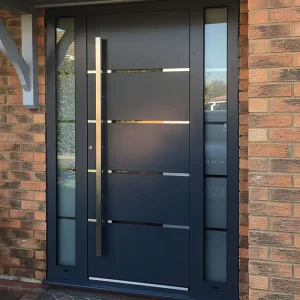 Modern Exterior Steel Security Door with Sidelight