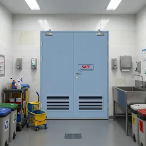 Modern Finished Steel Ventilation Shutter Louvered Fire Door for Supermarket Hospital Workshop Mall and Hotel