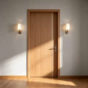 Modern Finished Wooden Patio Door, Security Exterior Main Door for Houses and Hotels