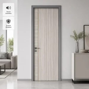 Modern Fireproof Aluminum Frame Wood Door with Melamine Decorative Panel and Water Resistant for Project and Residential Use