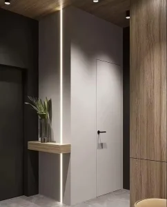 Modern Fireproof Solid Wood Interior Swing Door with Hidden Frame, Victorian Finish, Sound-Insulated