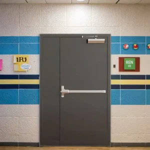 Modern Fireproof Steel Door Emergency Exit Fire-Rated Finished Surface for Workshop