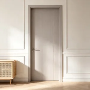 Modern Flat Wooden Exterior Door 45-50mm Thick with Wood Grain and Soundproofing for Apartments and Villas