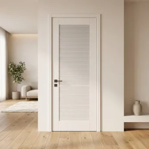 Modern Foldable Solid Wood Louvre Door with Side Opening for Hotels