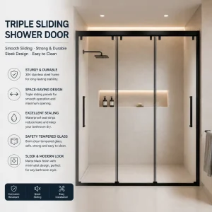 Modern Framed Sliding Tempered Glass Stainless Steel Water-Saving One-Shaped Shower Screen Partition Dual-Purpose
