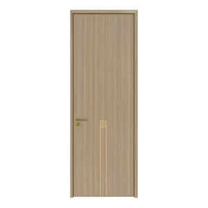 Modern Frameless Aluminum Frame Wood Door Swing Interior Waterproof Bathroom Wood Door