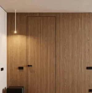 Modern Frameless Concealed Waterproof Wooden Interior Door for Bathrooms Kitchens and Living Rooms