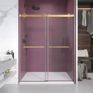 Modern Frameless Double Sliding Shower Door with Tempered Glass Waterproof 8mm Thick Custom Size